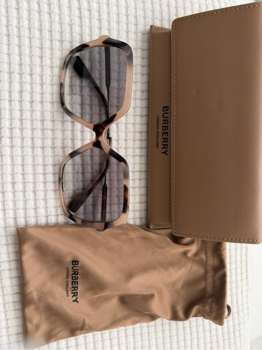 Burberry Oversized Tortoiseshell Sunglasses with Gradient Gray Lenses